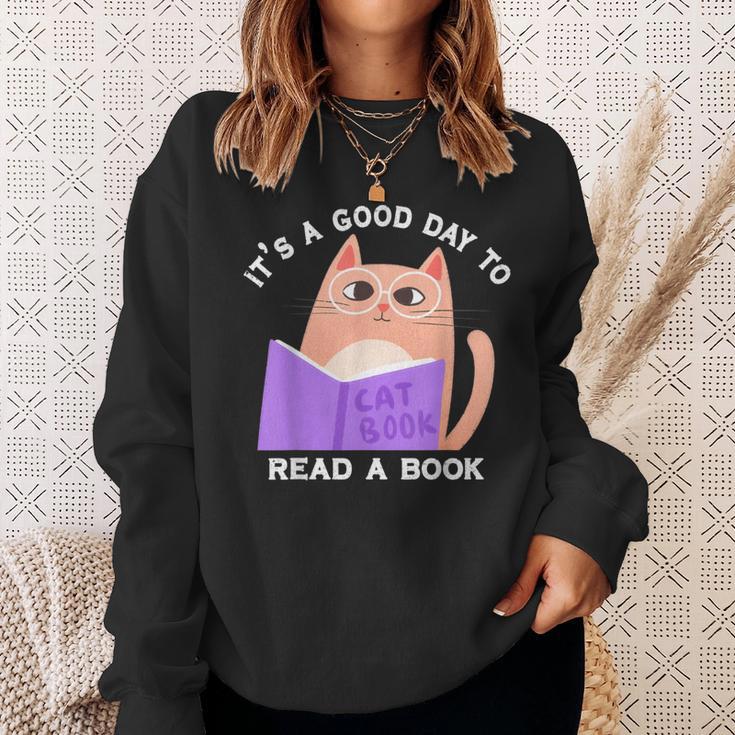 It's a Good Day To Read a Book Cat Kitty Reading Book Men Women Kids Sweatshirt Gifts for Her