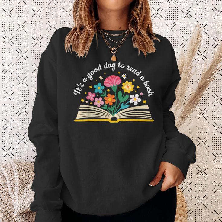 Its a Good Day To Read a Book Librarian Books Reading Floral Sweatshirt Gifts for Her