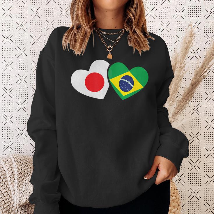 Japanese Flag Brazilian Flag Heart 日系ブラジルブラジル国旗日本国旗 スウェットシャツ 彼女への贈り物