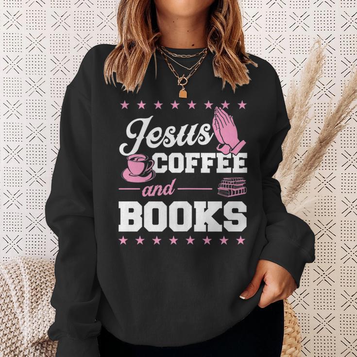 Jesus Coffee And Books Christian Reading Literary Sweatshirt Gifts for Her