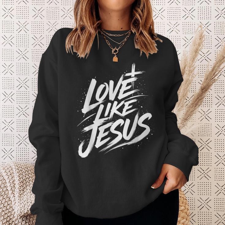 Jesus Love Like Jesus 十字架 クリスチャン スウェットシャツ 彼女への贈り物