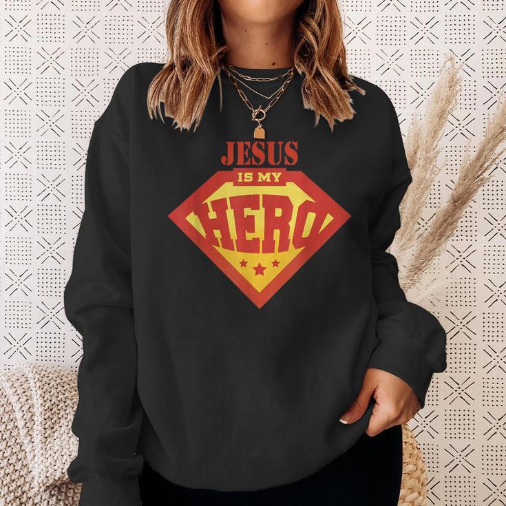 Jesus Is My Superhero Hero Fun Comic Book Sweatshirt Gifts for Her