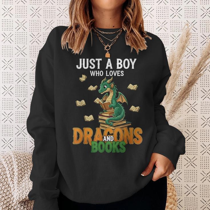 Just a Boy Who Loves Dragons And Books Reading Dragon Sweatshirt Gifts for Her