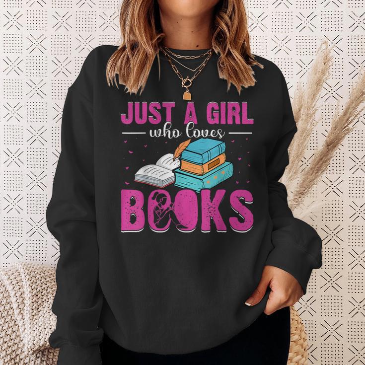 Just a Girl Who Loves Books Book Lover Reader Bookworm Sweatshirt Gifts for Her