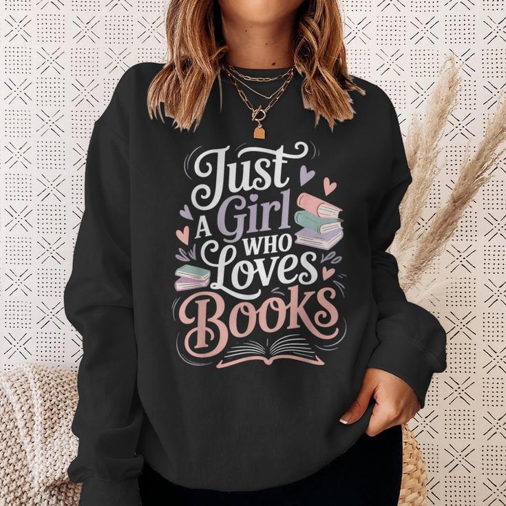 Just a Girl Who Loves Books Cute Bookish Reading Lover Sweatshirt Gifts for Her