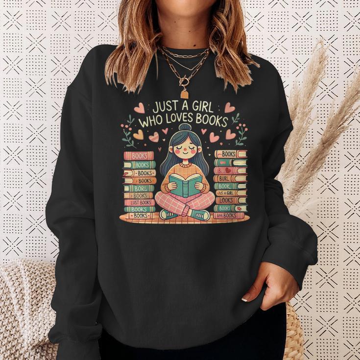 Just A Girl Who Loves Books Girls Books Lovers Reading Sweatshirt Gifts for Her