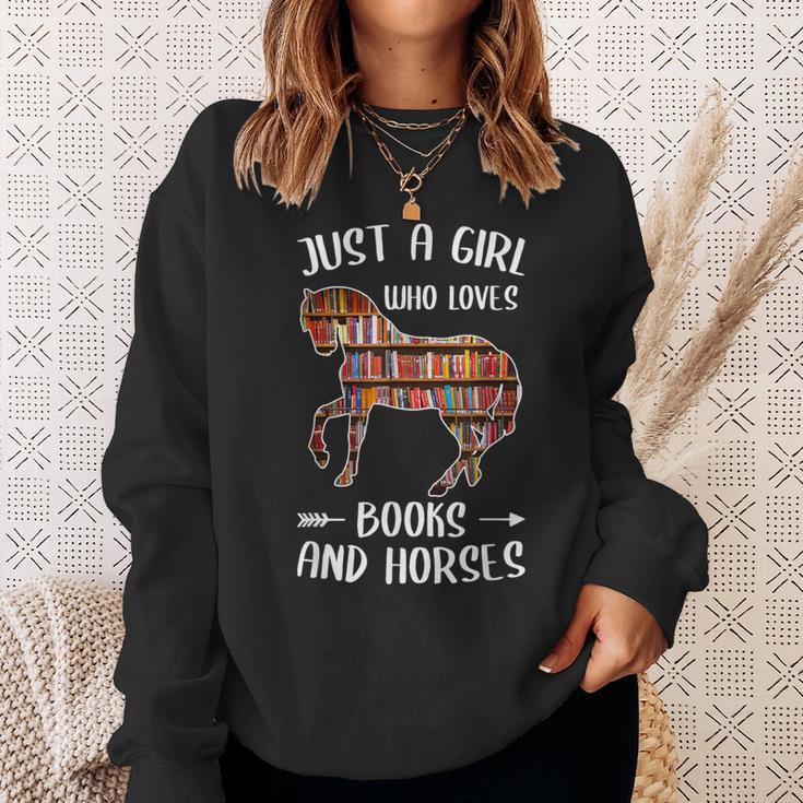 Just A Girl Who Loves Books And Horses Reading Sweatshirt Gifts for Her