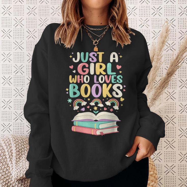 Just A Girl Who Loves Books Reading Bookworm & Read Book Sweatshirt Gifts for Her