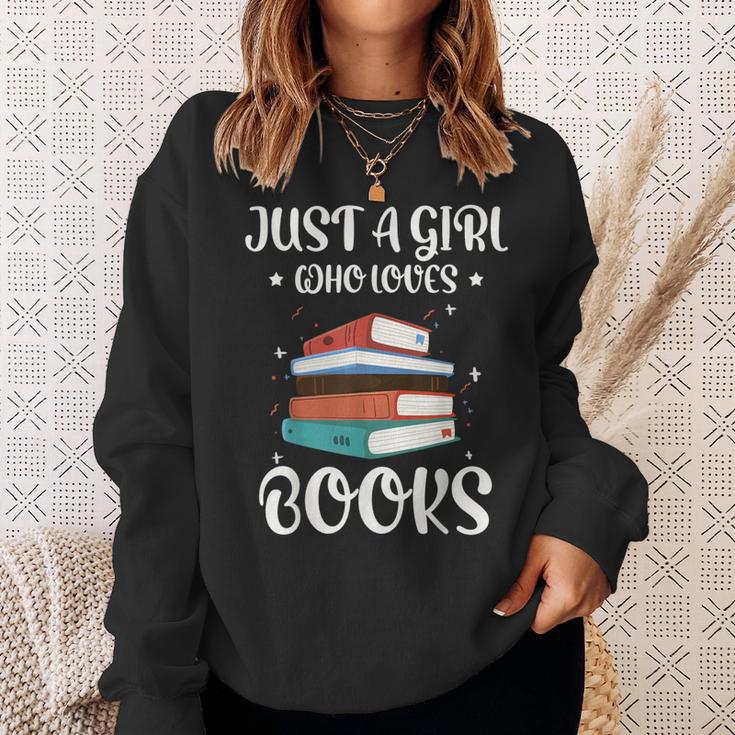 Just A Girl Who Loves Books Women Book Lovers Bookish Girls Sweatshirt Gifts for Her