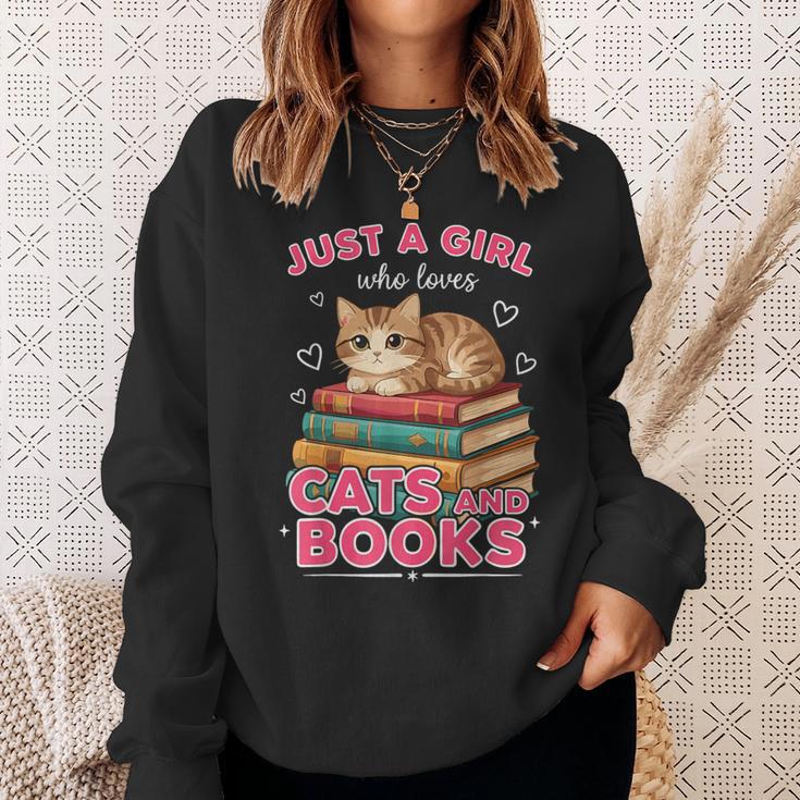 Just A Girl Who Loves Cats & Books Shirt Women Bookworm Sweatshirt Gifts for Her Just A Girl Who Loves Cats & Books Shirt Women Bookworm Sweatshirt Gifts for Her