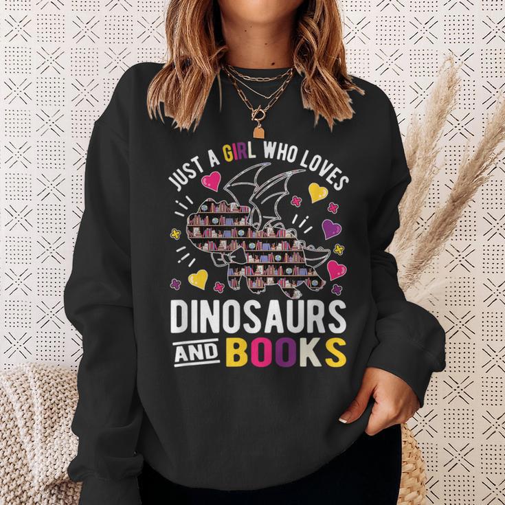 Just A Girl Who Loves Dinosaurs And Books Sweatshirt Gifts for Her Just A Girl Who Loves Dinosaurs And Books Sweatshirt Gifts for Her