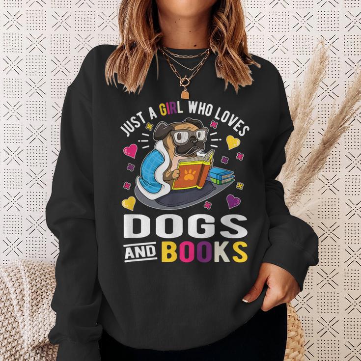 Just A Girl Who Loves Dogs And Books Sweatshirt Gifts for Her