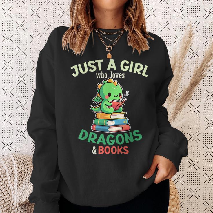 Just a Girl Who Loves Dragons & Books Book Lover Kids Nerd Sweatshirt Gifts for Her Just a Girl Who Loves Dragons & Books Book Lover Kids Nerd Sweatshirt Gifts for Her