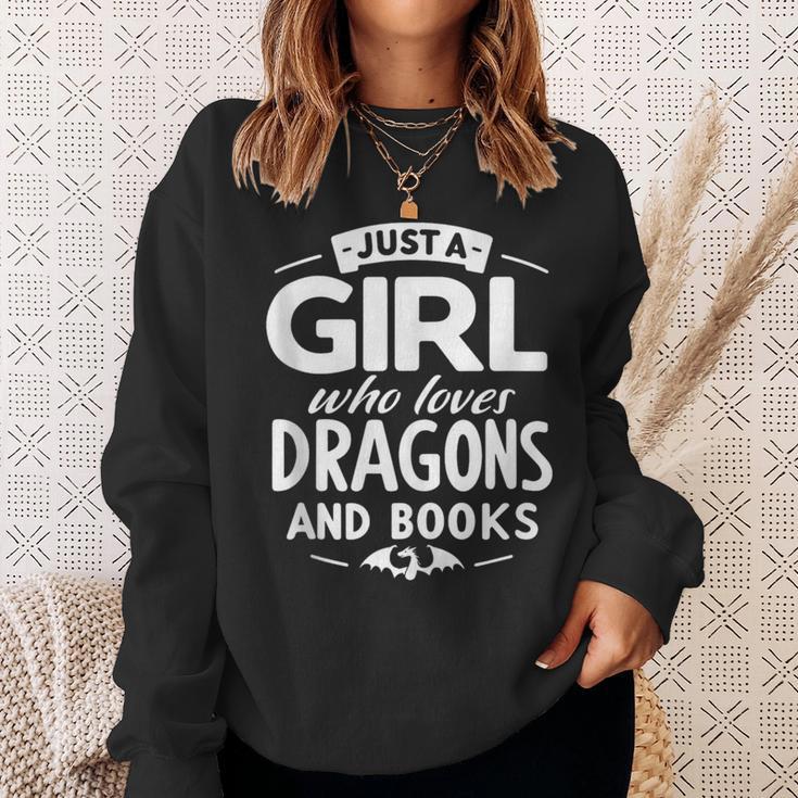 Just a Girl Who Loves Dragons & Books Book Lover Women Nerd Sweatshirt Gifts for Her Just a Girl Who Loves Dragons & Books Book Lover Women Nerd Sweatshirt Gifts for Her