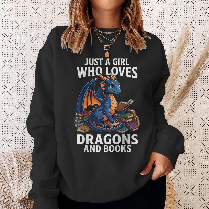 Just A Girl Who Loves Dragons And Books Sweatshirt Gifts for Her