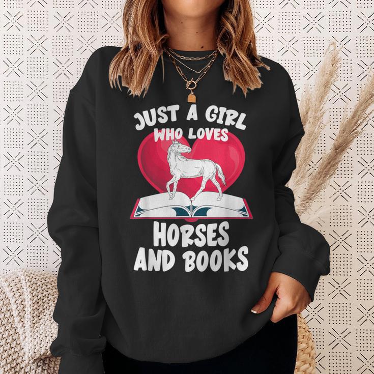 Just A Girl Who Loves Horses And Books Heart Reading Sweatshirt Gifts for Her