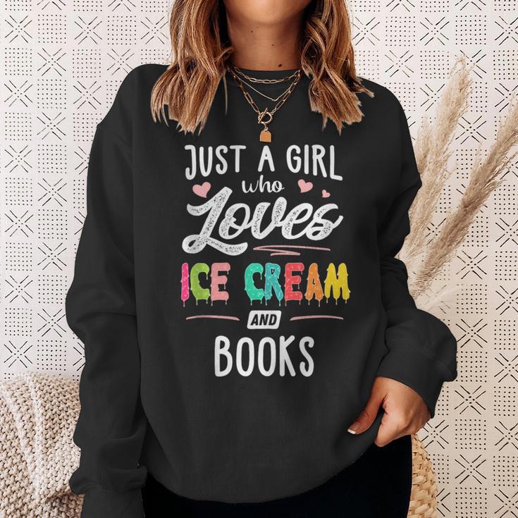 Just A Girl Who Loves Ice Cream And Books Women Sweatshirt Gifts for Her
