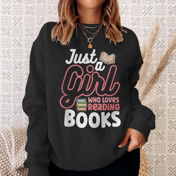 Just A Girl Who Loves Reading Books Book Nerd Librarian Sweatshirt Gifts for Her