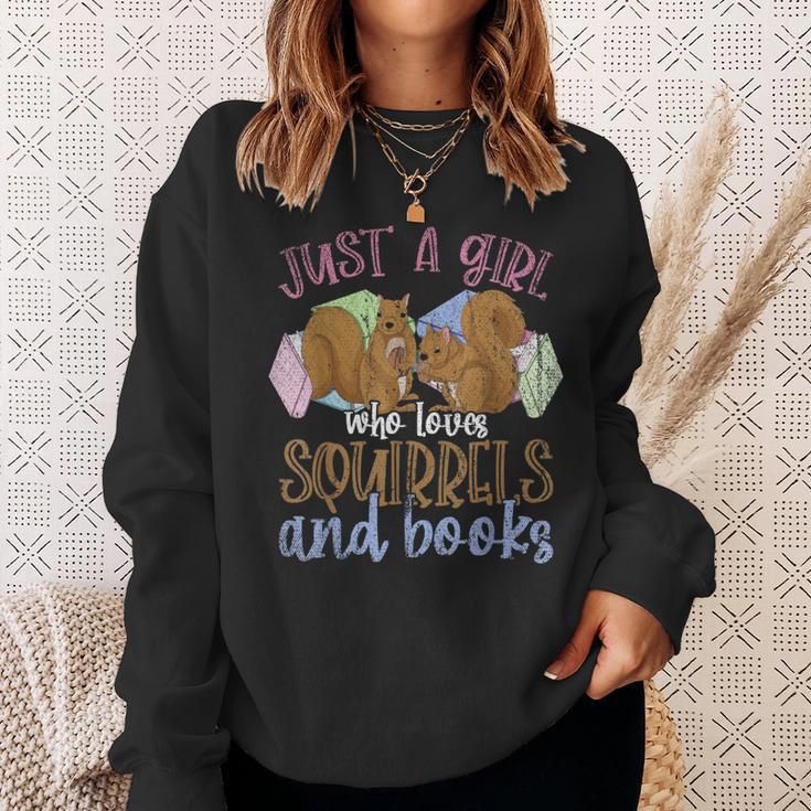 Just A Girl Who Loves Squirrels And Books Reading Squirrel Sweatshirt Gifts for Her