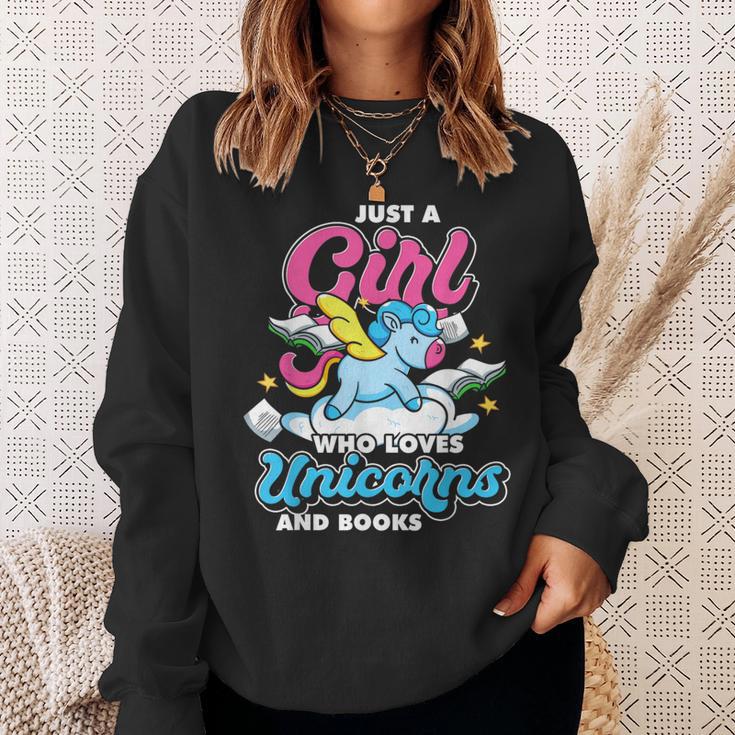 Just A Girl Who Loves Unicorns And Books Animal Reading Sweatshirt Gifts for Her