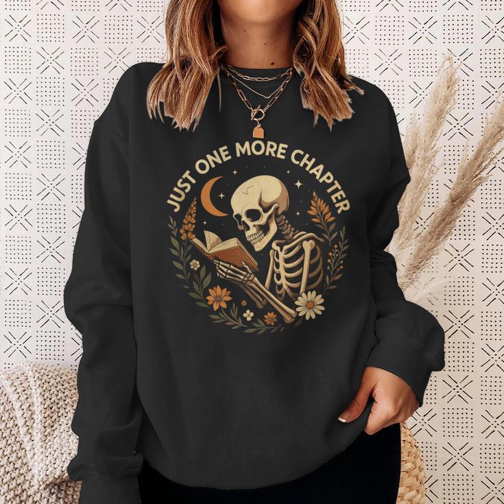 Just One More Chapter Book Lover Bookish Reading Skeleton Sweatshirt Gifts for Her