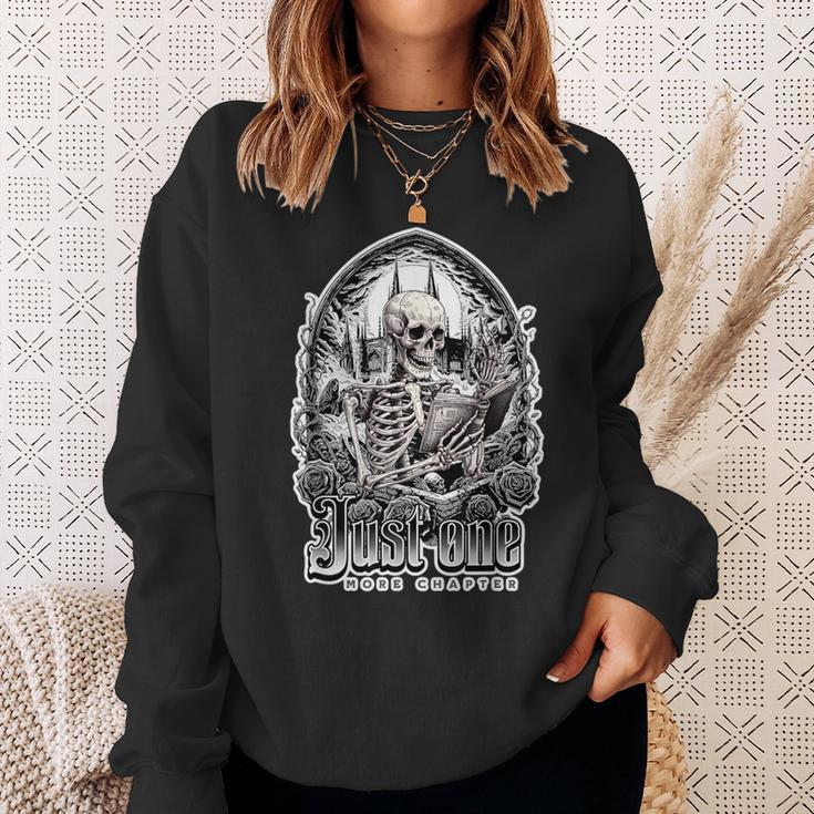 Just One More Chapter Gothic Skeleton Reading Occult Book Sweatshirt Gifts for Her