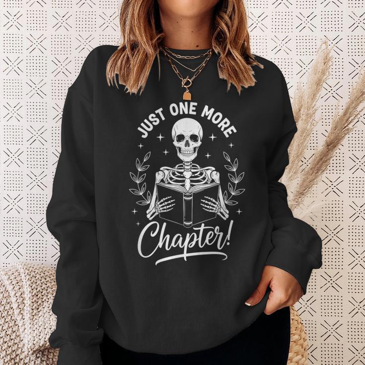 Just One More Chapter Skeleton Reader Halloween Book Lover Sweatshirt Gifts for Her