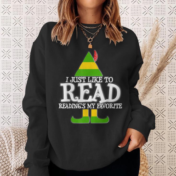 I Just Like To Read READING ELF Book Love Christmas Holiday Sweatshirt Gifts for Her