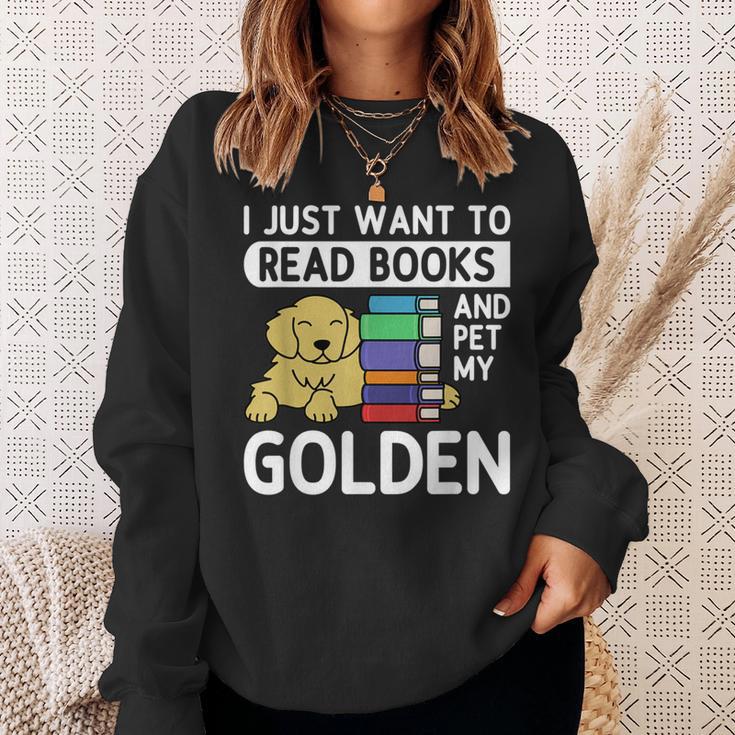 I Just Want To Read Books Golden Retriever Dog Men Women Kids Sweatshirt Gifts for Her