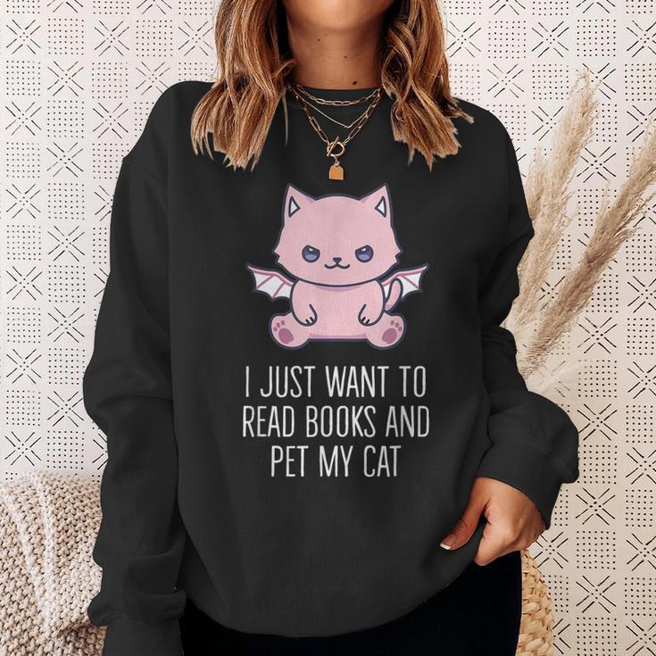I Just Want To Read Books And Pet My Cat Pastel Goth Kawaii Men Women Kids Sweatshirt Gifts for Her I Just Want To Read Books And Pet My Cat Pastel Goth Kawaii Men Women Kids Sweatshirt Gifts for Her