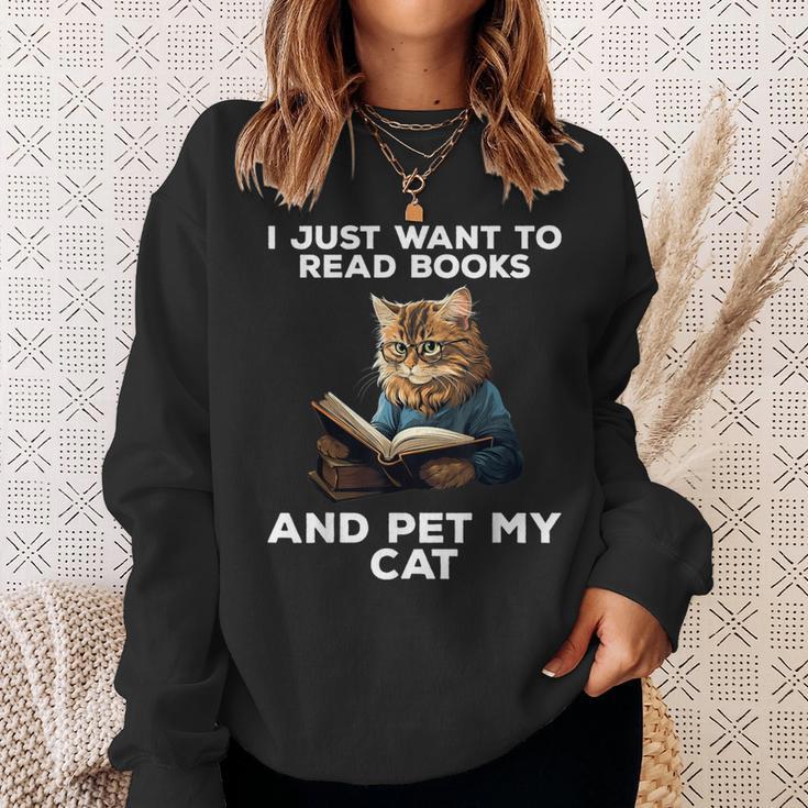 I Just Want To Read Books And Pet My Cat Sweatshirt Gifts for Her I Just Want To Read Books And Pet My Cat Sweatshirt Gifts for Her