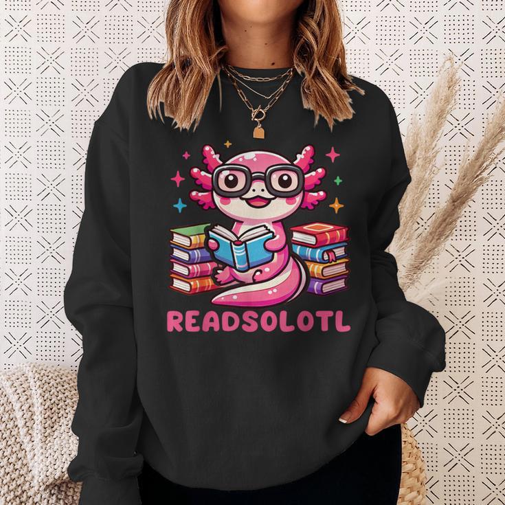 Kawaii Axolotl Readsolotl Book Lover Reading Bookworm Girls Sweatshirt Gifts for Her