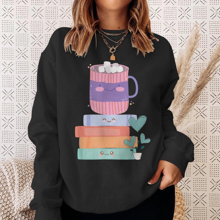 Kawaii Pastel Goth Cute Hot Chocolate Book Lover Anime Art Sweatshirt Gifts for Her Kawaii Pastel Goth Cute Hot Chocolate Book Lover Anime Art Sweatshirt Gifts for Her