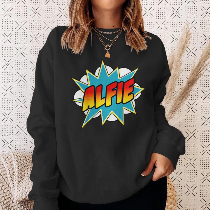 Kids Boys Alfie Name Comic Book Superhero Sweatshirt Gifts for Her Kids Boys Alfie Name Comic Book Superhero Sweatshirt Gifts for Her