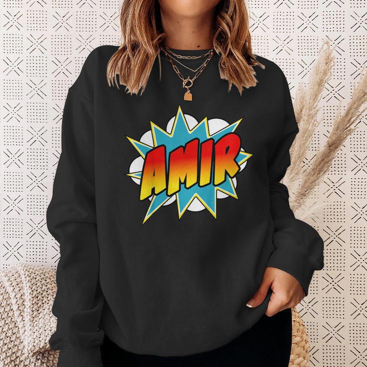 Kids Boys Amir Name Comic Book Superhero Sweatshirt Gifts for Her