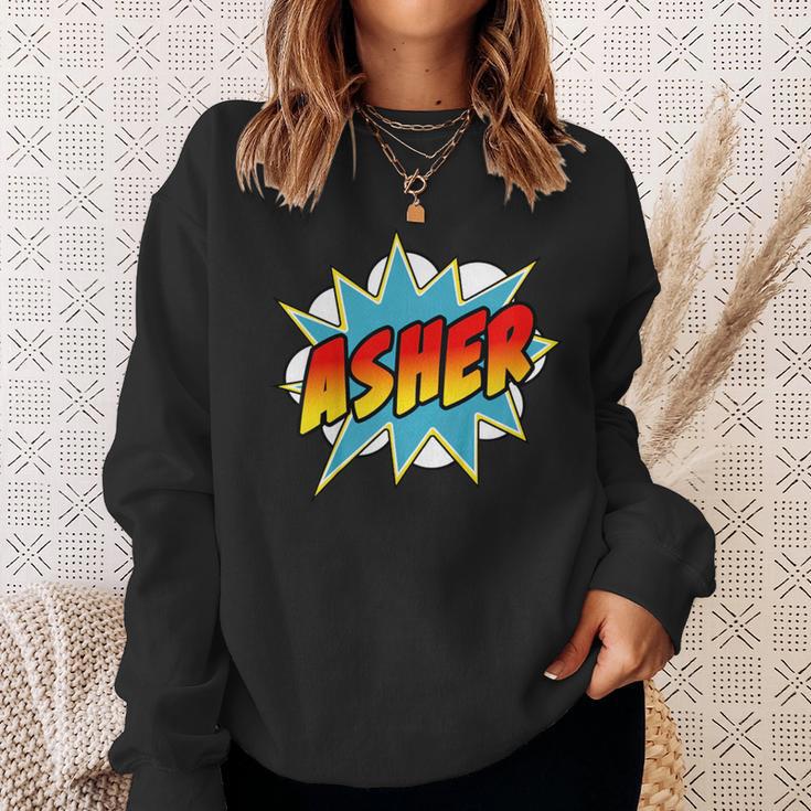 Kids Boys Asher Comic Book Superhero Name Sweatshirt Gifts for Her