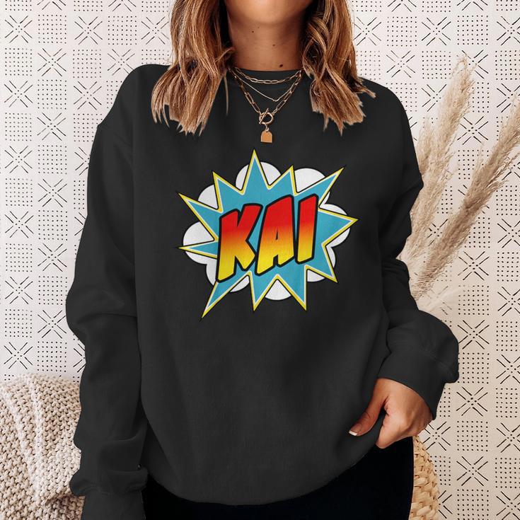 Kids Boys Kai Name Personalized Comic Book Superhero Sweatshirt Gifts for Her Kids Boys Kai Name Personalized Comic Book Superhero Sweatshirt Gifts for Her