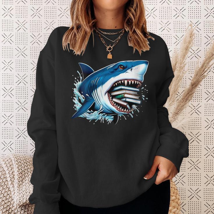 Kids Shark With School Books Back To School Shark Lovers Sweatshirt Gifts for Her Kids Shark With School Books Back To School Shark Lovers Sweatshirt Gifts for Her