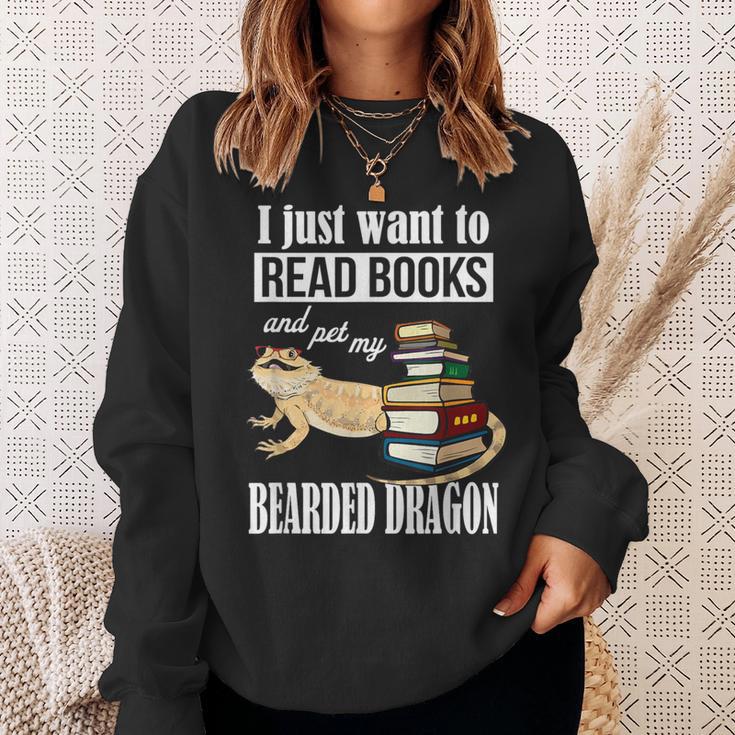 Kids Tiny Dinosaur Read Books & Pet My Bearded Dragon Lover Sweatshirt Gifts for Her