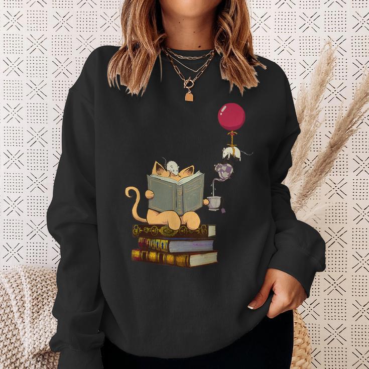 Kittens Cats Tea Books And Balloon Sweatshirt Gifts for Her