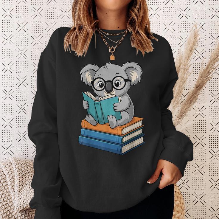 Koala Reading Book Glasses Bookworm Librarian Sweatshirt Gifts for Her