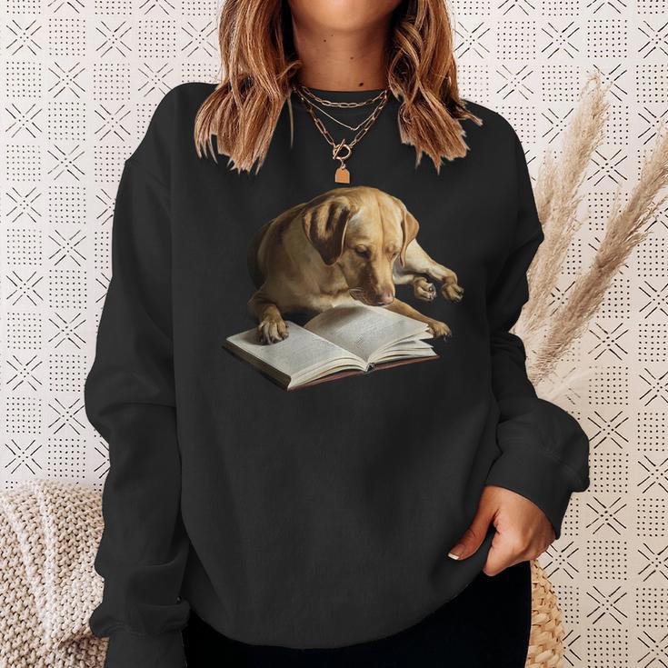 Labrador Retriever Dog Bookworm Reading Book Graphic Sweatshirt Gifts for Her