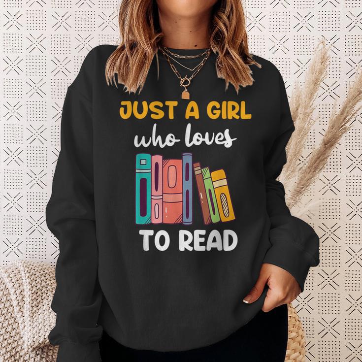 Ladies Books Just a Girl Who Loves To Read Girl Sweatshirt Gifts for Her