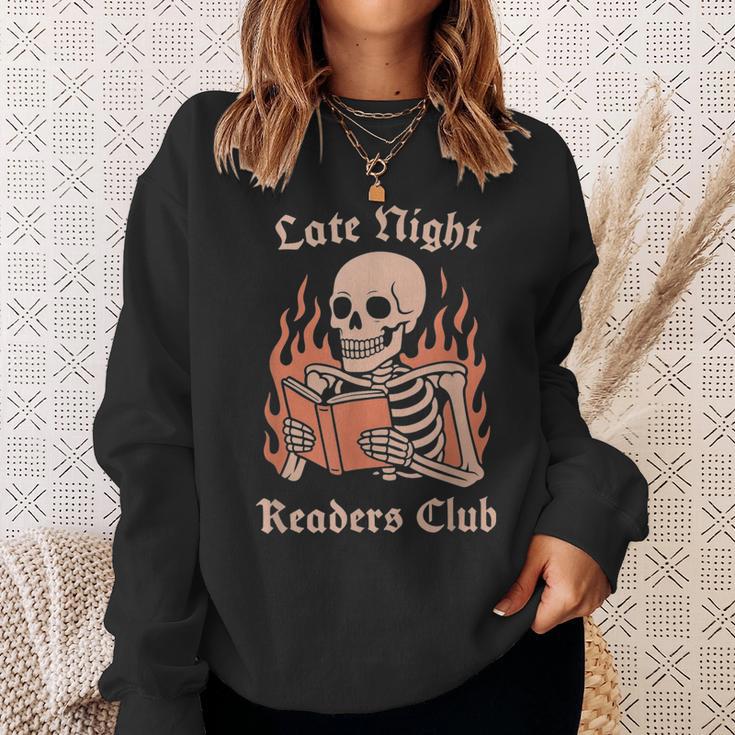 Late Night Readers Club Skeleton Book Lover Sweatshirt Gifts for Her