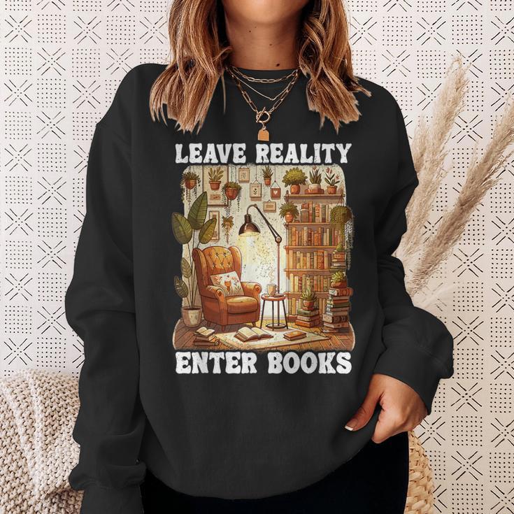 Leave Reality Enter Books Bookworm Reading Book Sweatshirt Gifts for Her