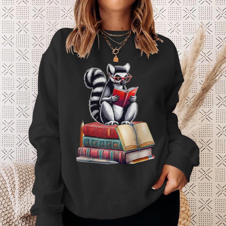 Lemur Reading Books Matching Bookworm Readers Librarian Sweatshirt Gifts for Her