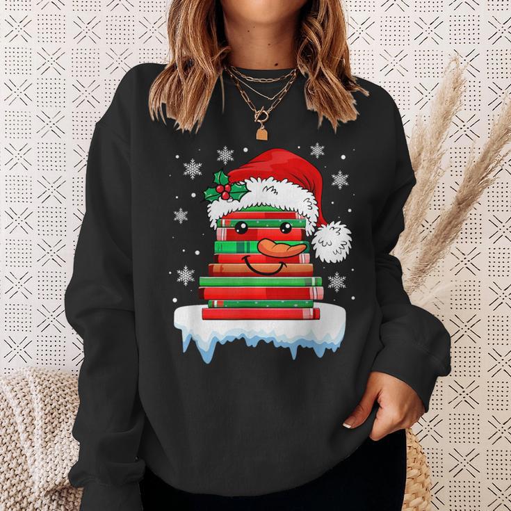Librarian Book Santa Hat Reader Snow Pajamas Christmas Sweatshirt Gifts for Her