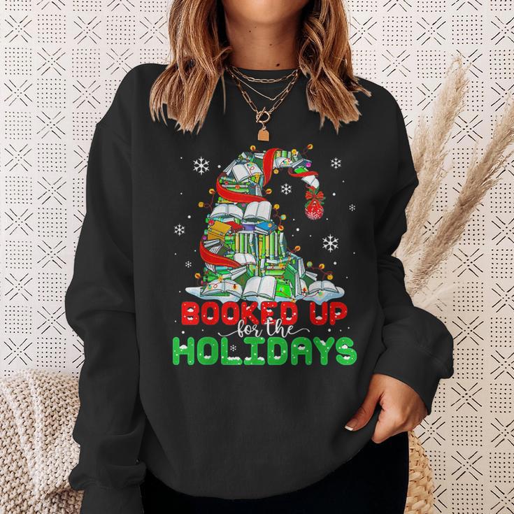 Librarian Booked Up For The Holidays Books Christmas Tree Sweatshirt Gifts for Her