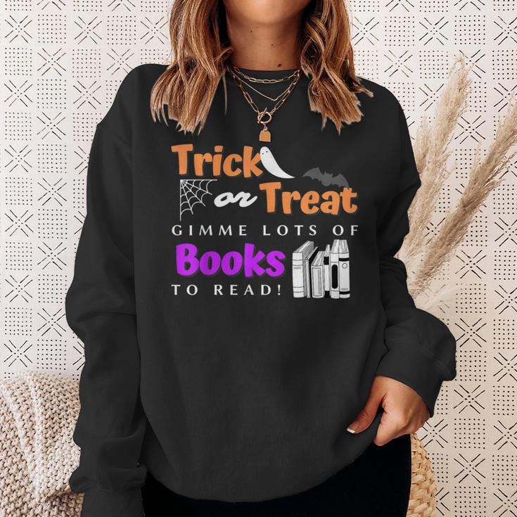 Librarian Halloween Trick Or Treat Bat & Books Sweatshirt Gifts for Her