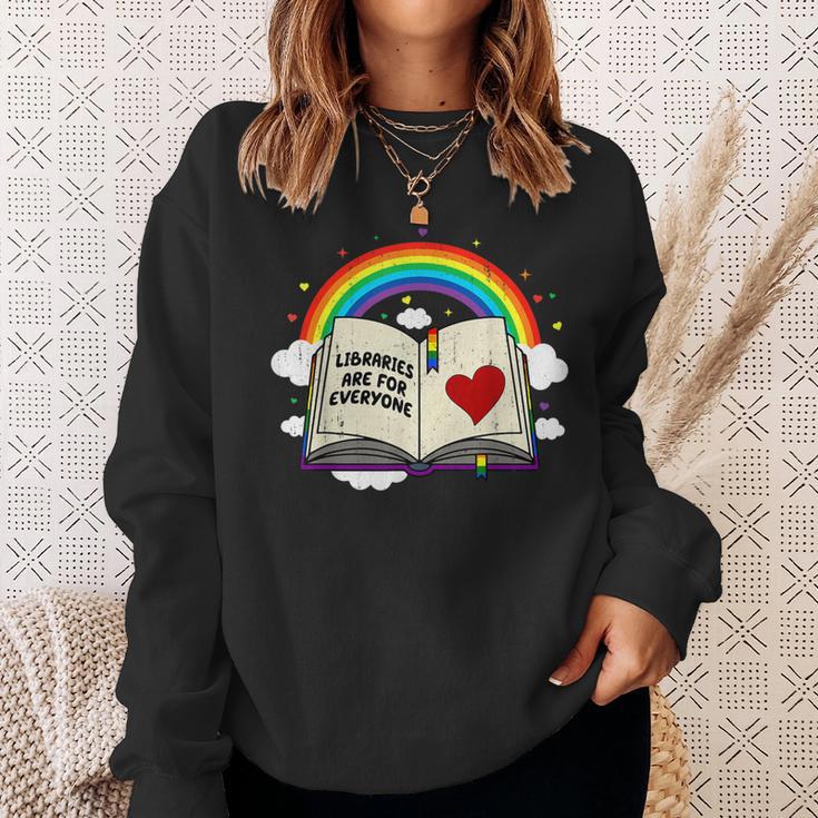 Libraries Are For Everyone Book Ally Gay Pride LGBTQ Month Sweatshirt Gifts for Her